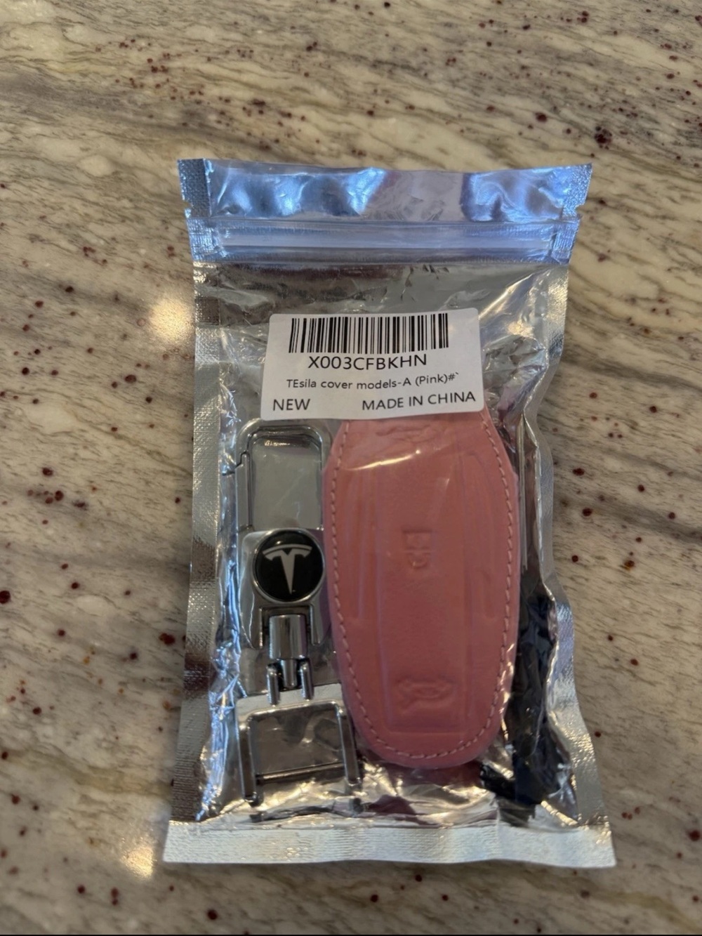 Tesla Pink Key Fob Sleeve with Metal Keyring